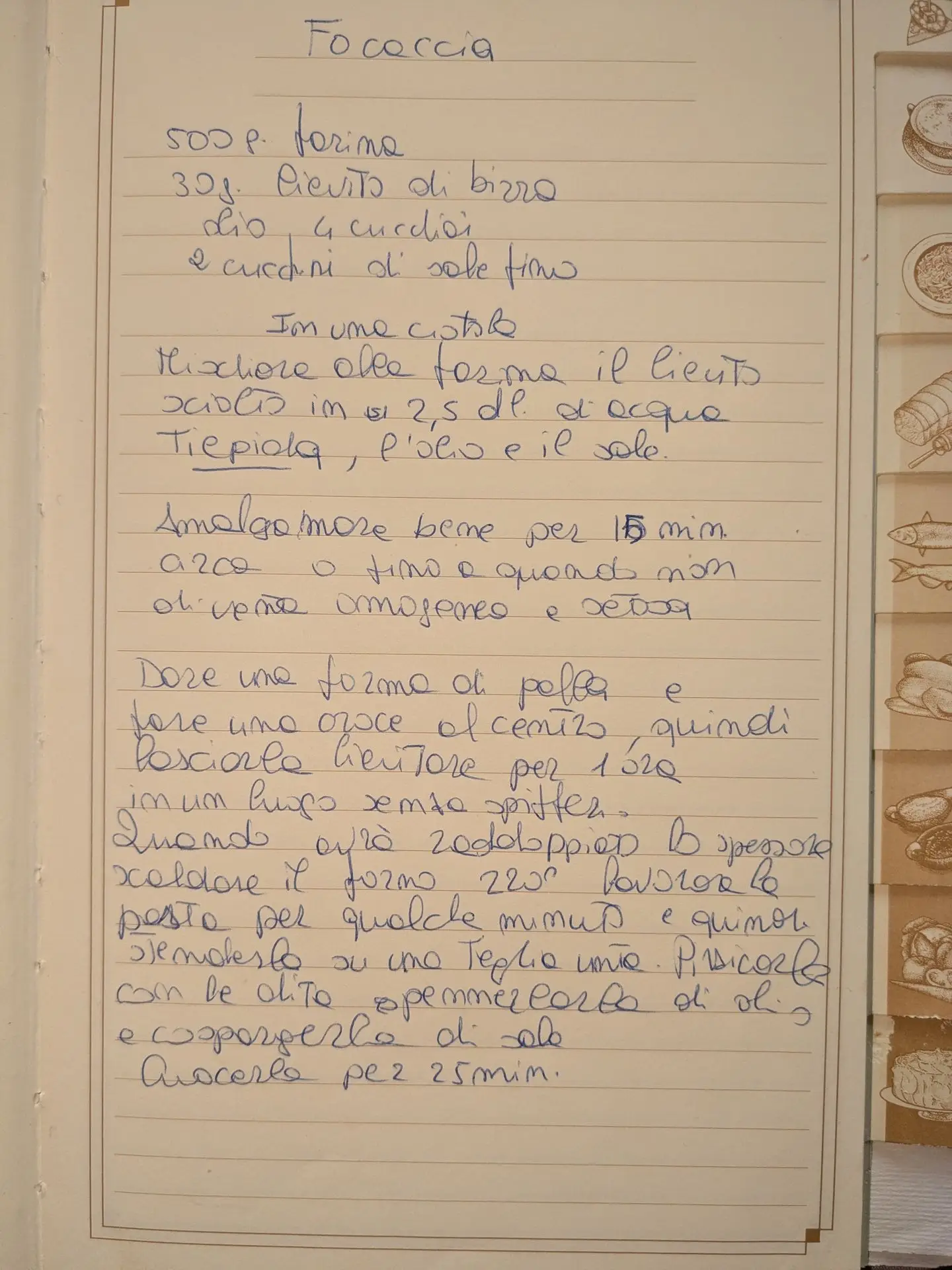 Scannerizzazione cartacea ricetta originale